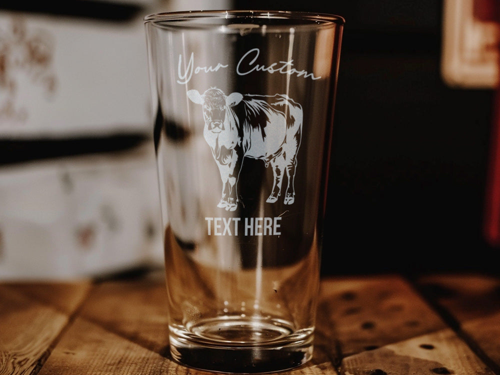 Beefmaster Cattle Pint Glass, Beer Lover Gift, Farmhouse Kitchen Decor, Drinking Glassware, Unique Barware