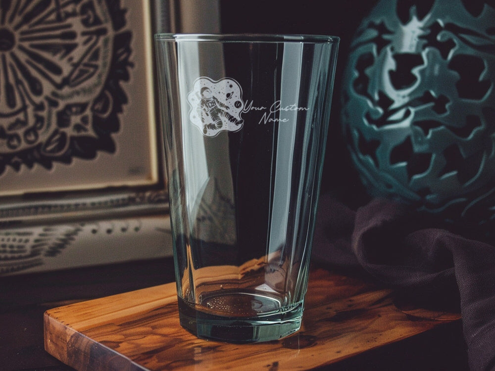Galactic Space Pint Glass: Engraved Astronomy Beer Gift