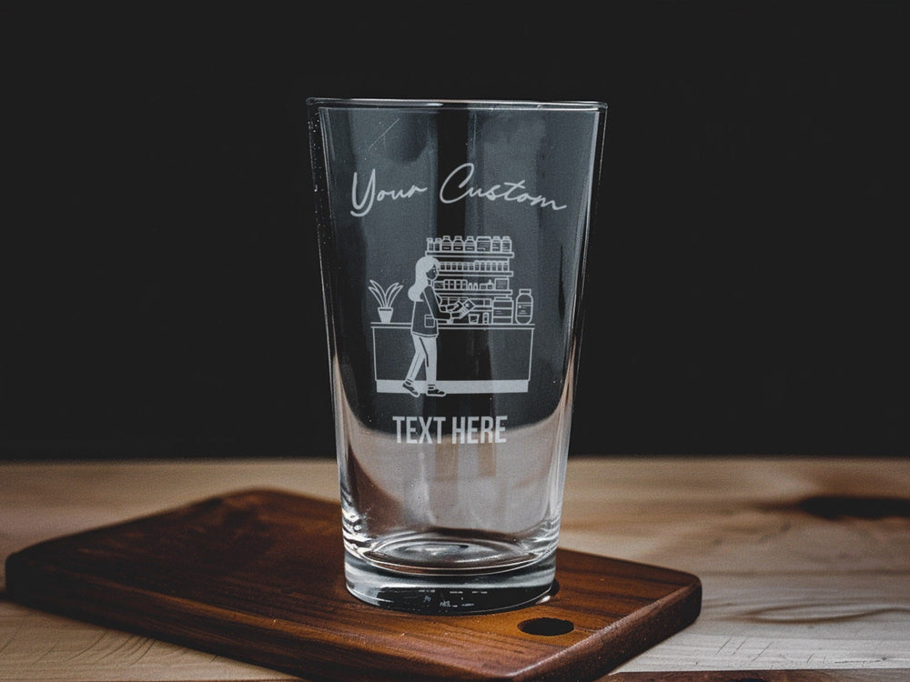 Personalized Pharmacy Technician Pint Glass: Engraved Beer Gift