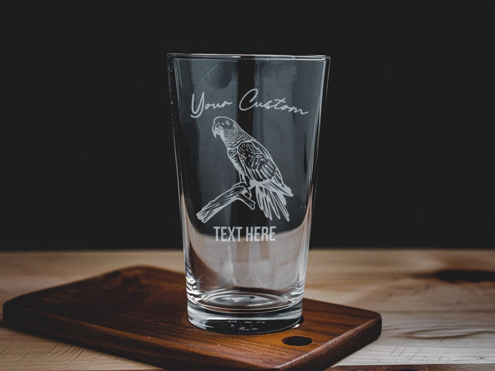 African Grey Parrot Pint Glass, Bird Lover Gift, Exotic Pets, Unique Barware, Wildlife Decor