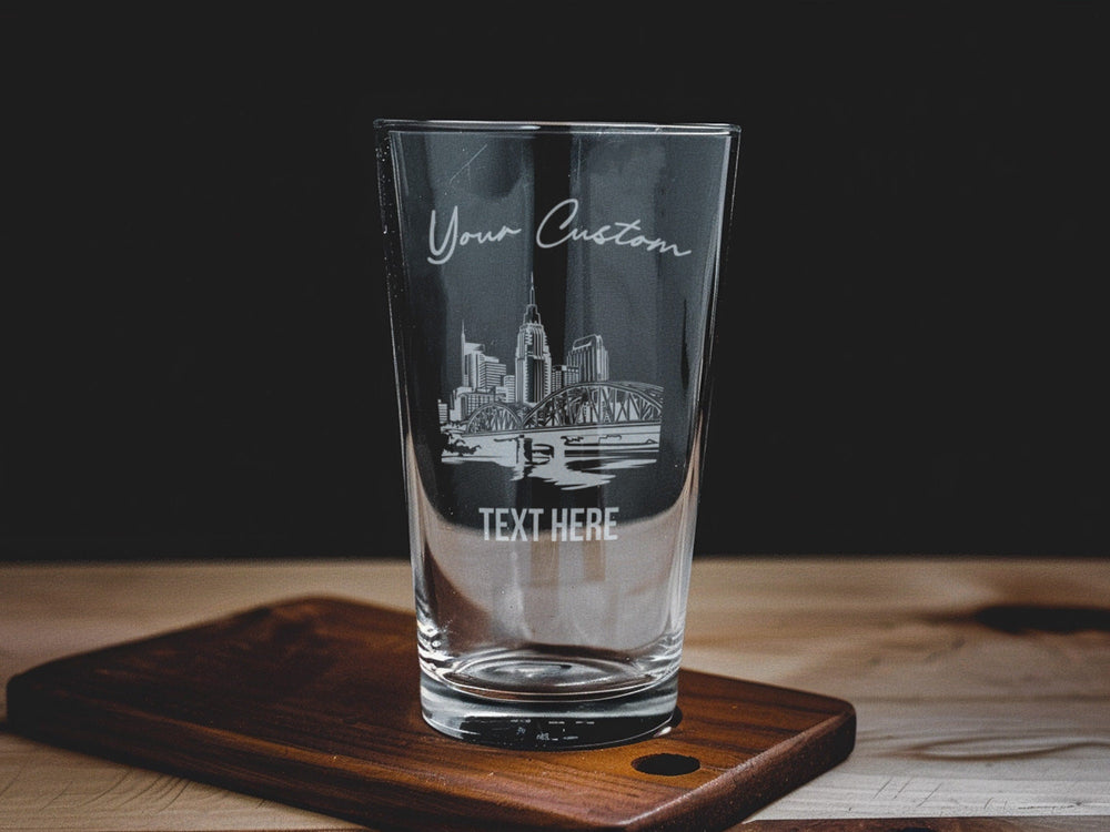 Personalized Nashville Pint Glass: Laser Engraved Beer Glass