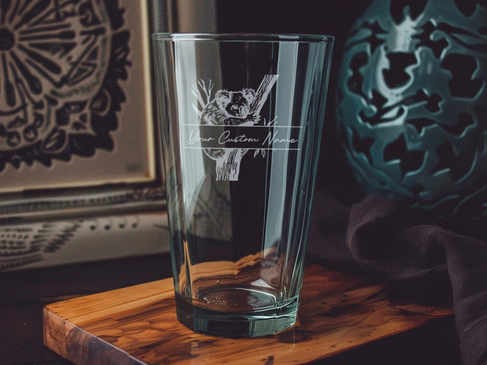 Engraved Koala Pint Glass: Personalized Beer Gift