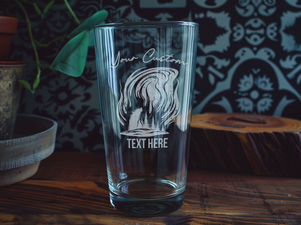 Laser Engraved Aurora Pint Glass: Personalized Beer Gift