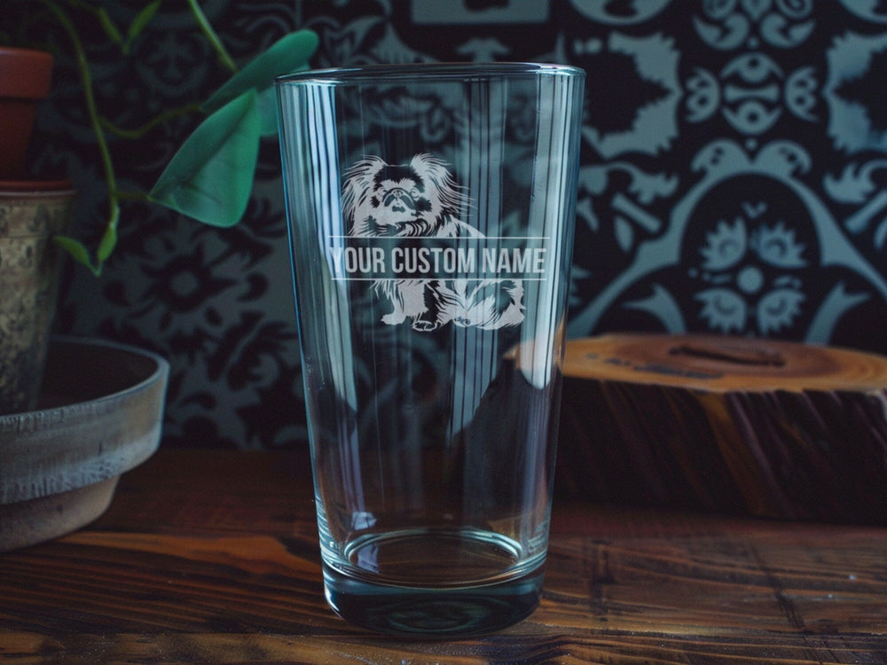 Personalized Pekingese Pint Glass: Engraved Dog Lover Gift