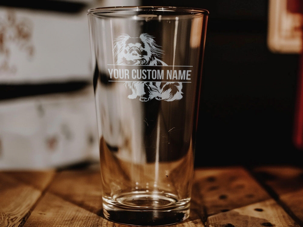 Personalized Pekingese Pint Glass: Engraved Dog Lover Gift