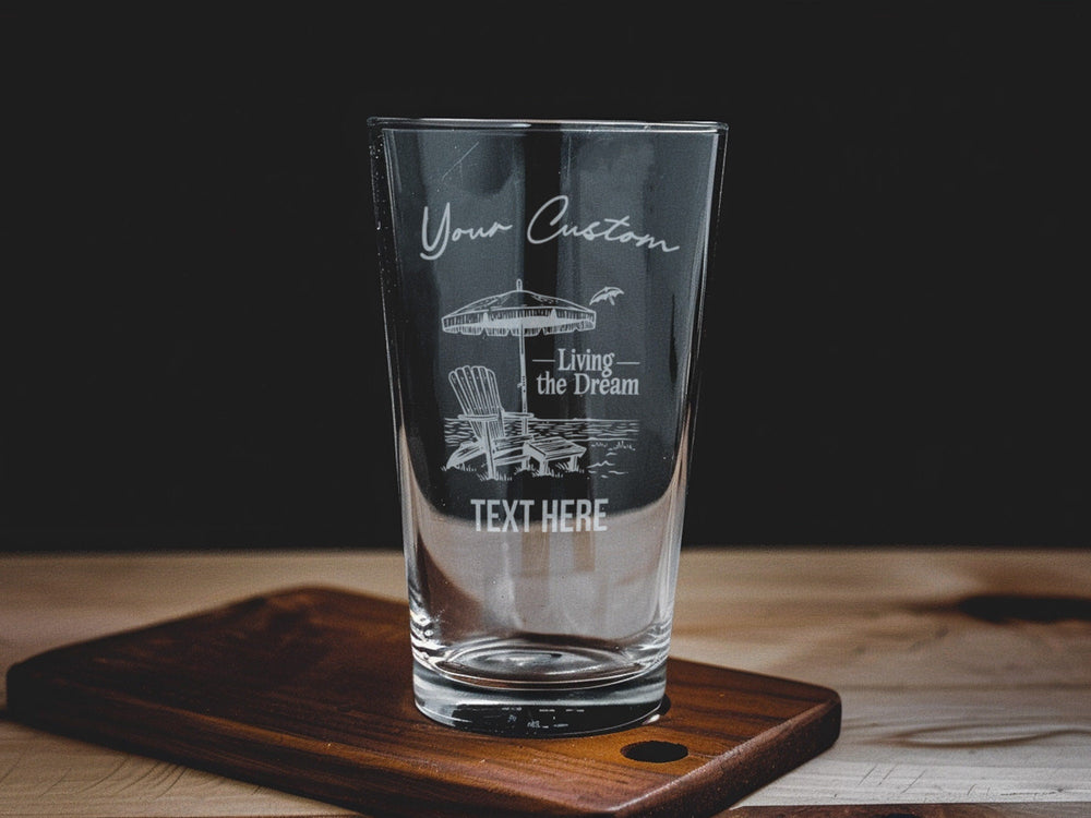 Personalized Beach Chair Pint Glass: Engraved Summer Beer Glass