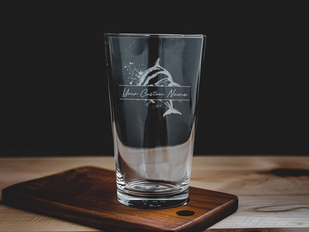 Swimming Dolphins Pint Glass, Ocean Decor, Sea Life Barware, Unique Drinkware, Beer Glass Essentials