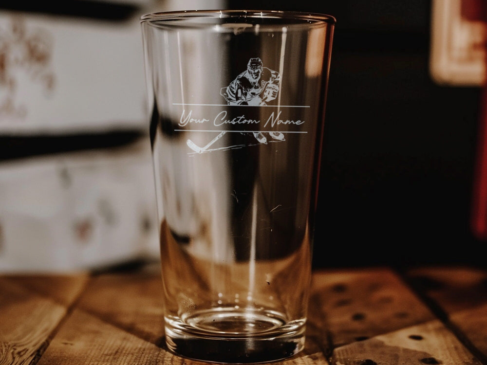 Hockey Player Pint Glass, Breakaway Speed, Beer Lover Gift, Sports Bar Decor, Skating Memorabilia