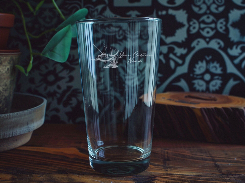Stingray Engraved Pint Glass: Sea Life Barware, Ocean Gift