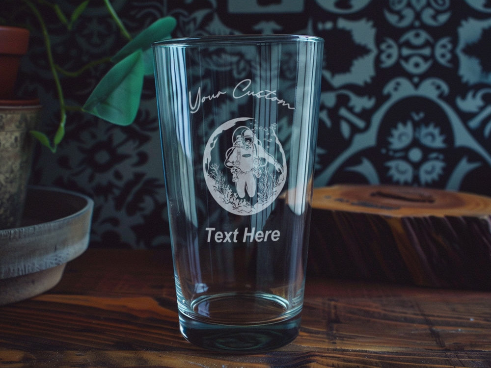 Personalized Scuba Diving Pint Glass: Engraved Underwater Drinkware