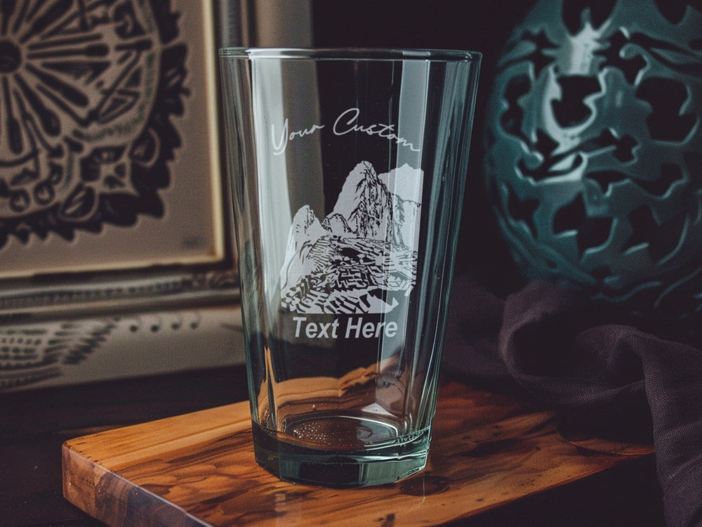 Machu Picchu Pint Glass, Peru Souvenir, Travel Gift, Beer Glass, Unique Drinkware