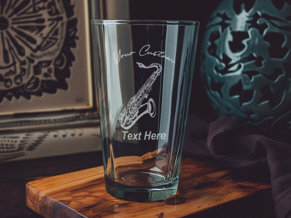 Saxophone Pint Glass, Music Lover Gift, Barware Essentials, Jazz Theme Decor, Unique Drinkware