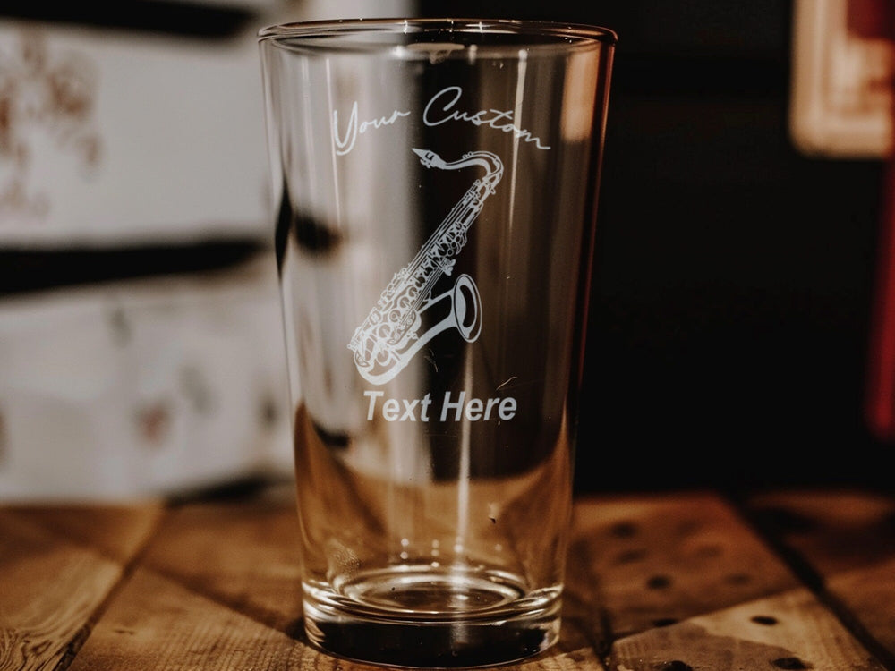 Saxophone Pint Glass, Music Lover Gift, Barware Essentials, Jazz Theme Decor, Unique Drinkware