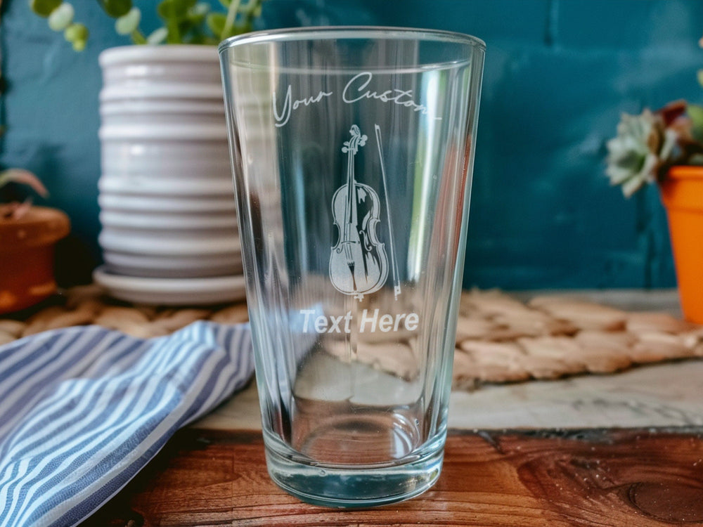Personalized Cello Pint Glass: Laser Engraved Beer Glass