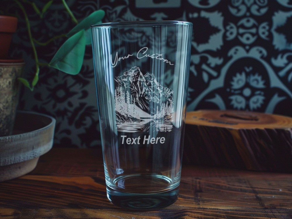 Banff National Park Pint Glass, Canada Souvenir, Travel Keepsake, Beer Glass, Mountain Decor