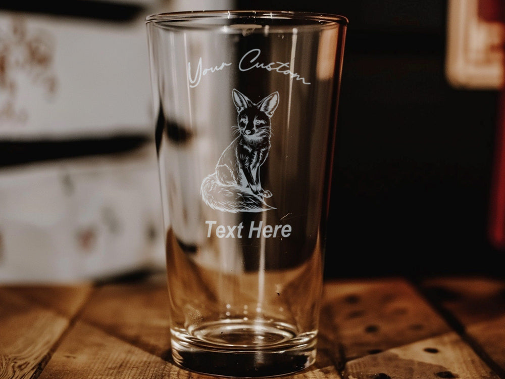 Fennec Fox Pint Glass: Personalized Laser-Engraved Drinkware