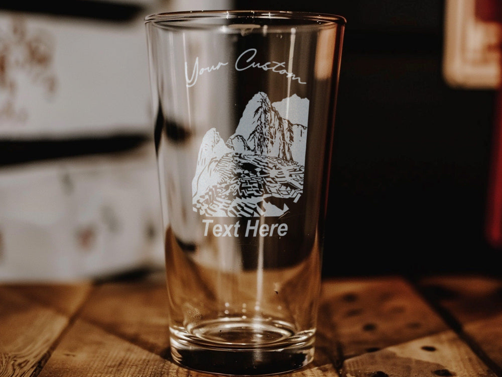 Machu Picchu Pint Glass, Peru Souvenir, Travel Gift, Beer Glass, Unique Drinkware