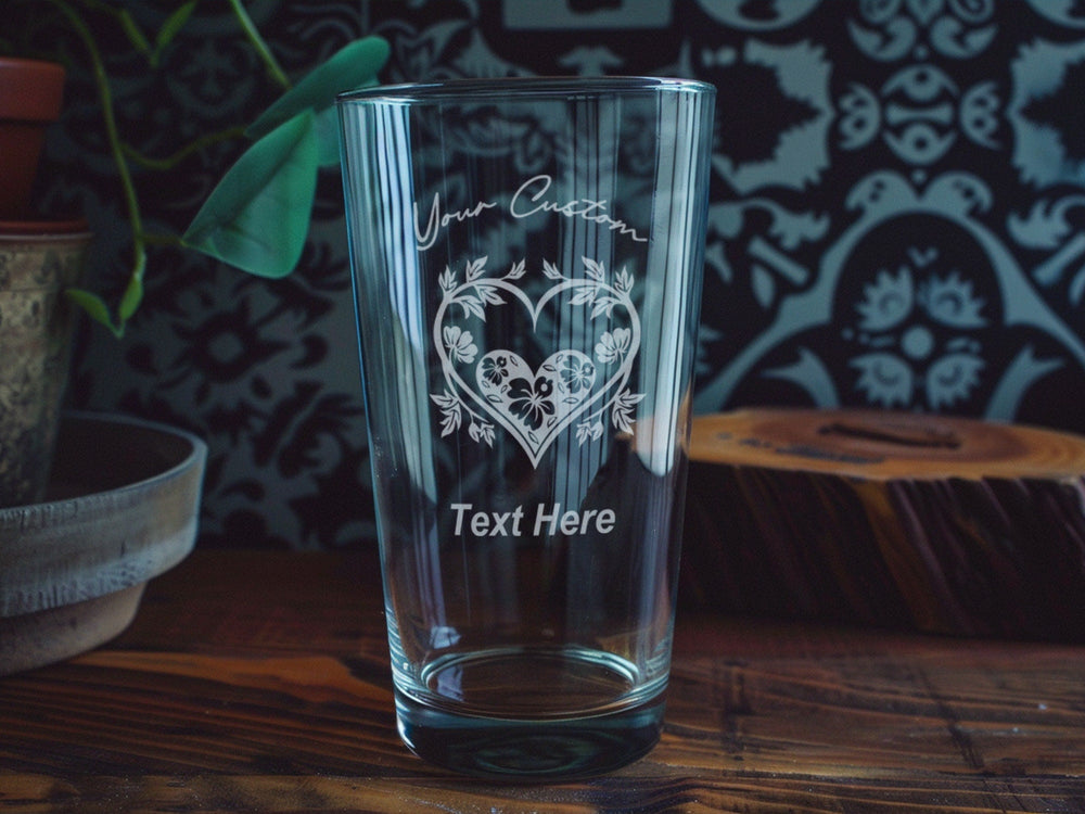 Personalized Valentine's Day Pint Glass: Engraved Heart Beer Cup