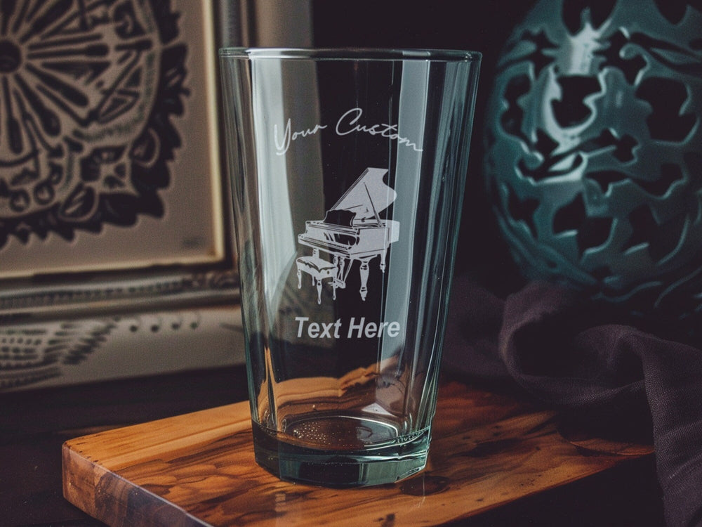 Piano Pint Glass, Musical Note Design, Gift for Musicians, Barware Essentials, Music Lover Drinkware