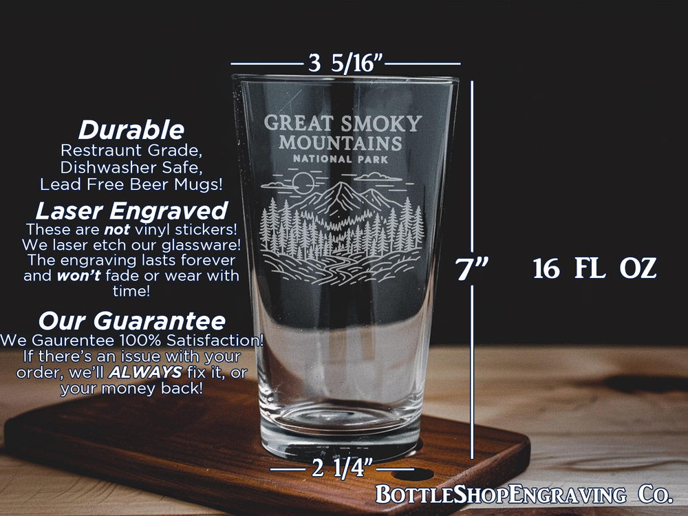 Smoky Mountains National Park Pint Glass – Scenic Landscape Souvenir