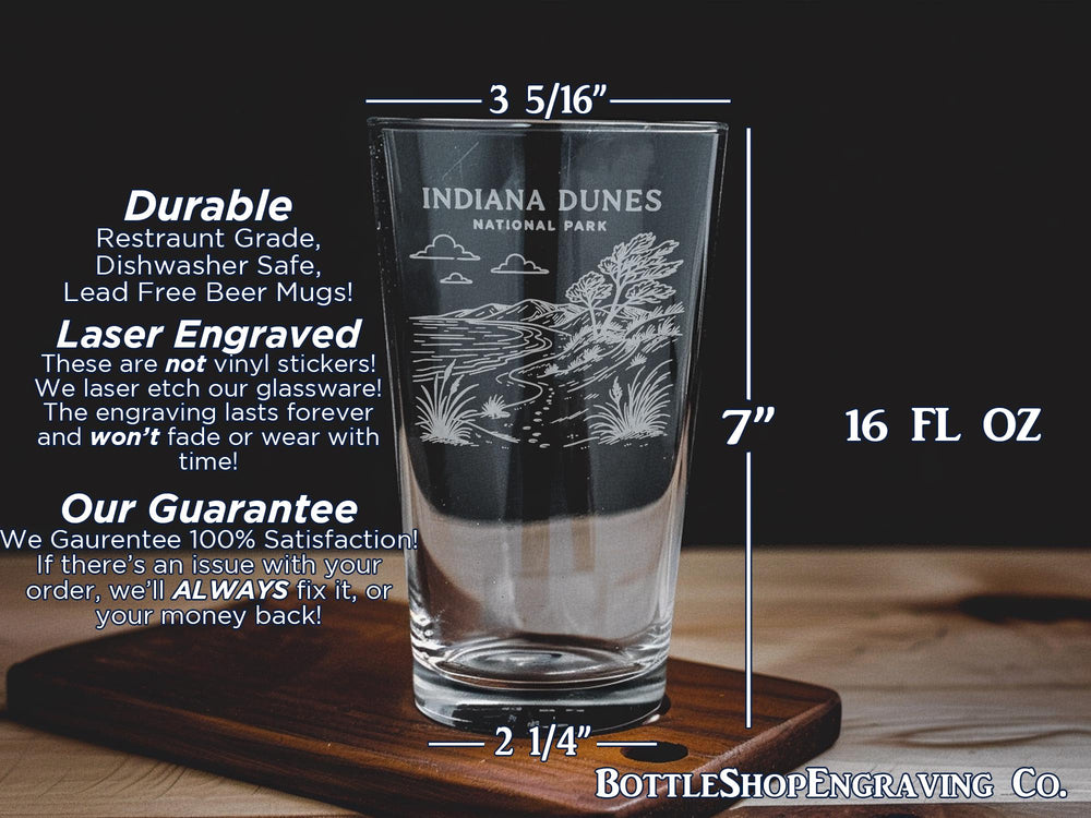 Indiana Dunes National Park Pint Glass: Lake Michigan Landscape