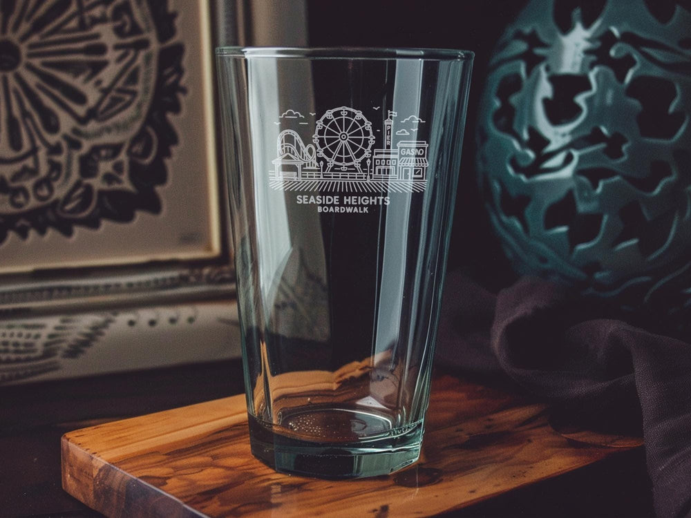 Seaside Heights Pint Glass: New Jersey Shore Scene, Ferris Wheel