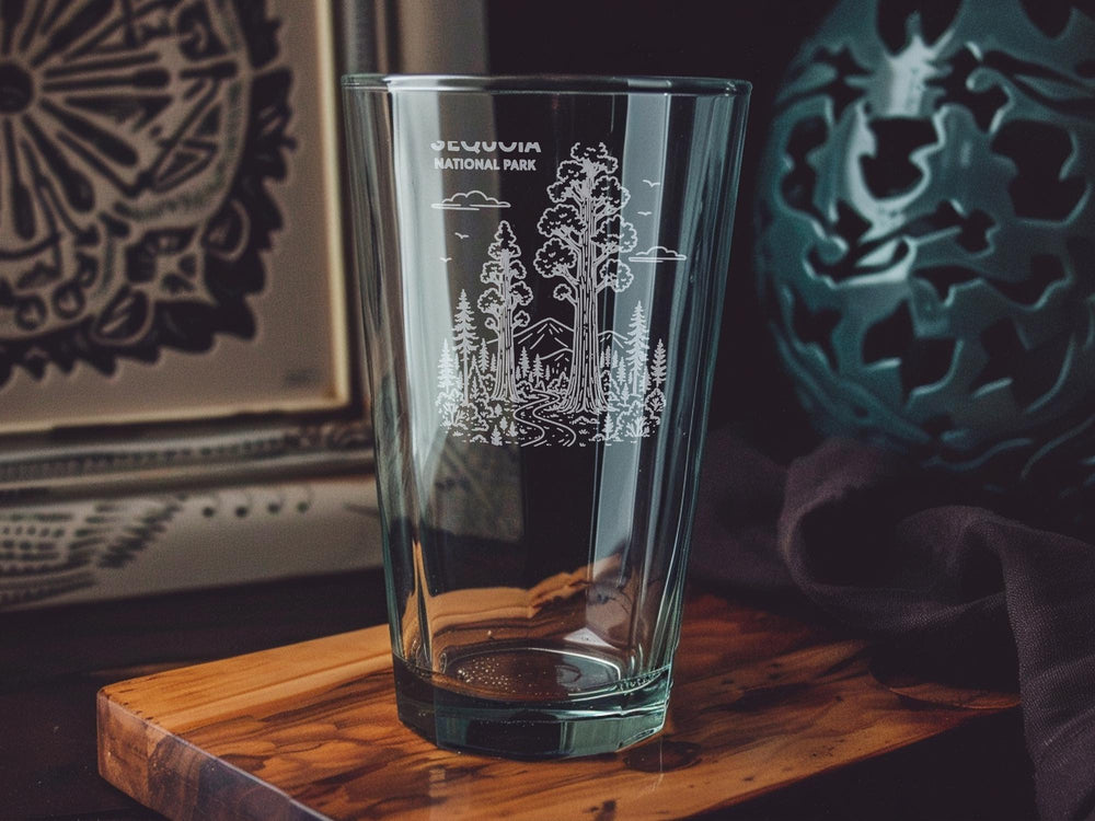 Sequoia National Park Pint Glass: Laser Engraved Souvenir