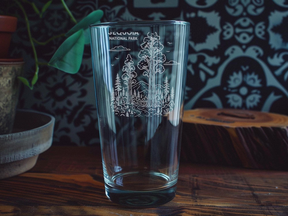 Sequoia National Park Pint Glass: Laser Engraved Souvenir