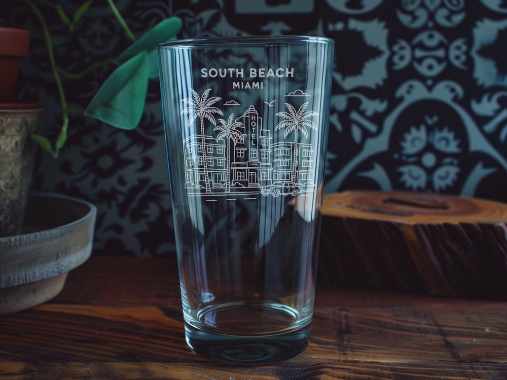 South Beach Miami Pint Glass: Ocean Drive Souvenir Drinkware