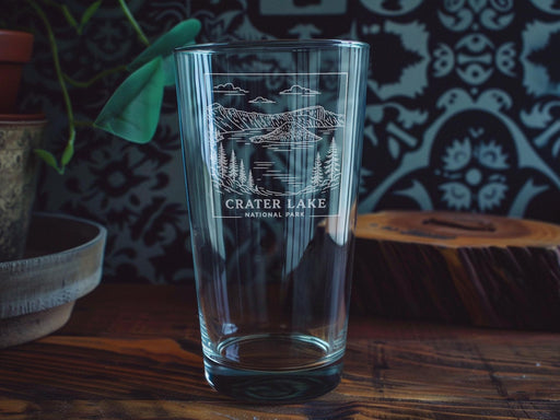 Crater Lake National Park Pint Glass – Scenic Oregon Landscape Souvenir Drinkware – Nature Lover Gift