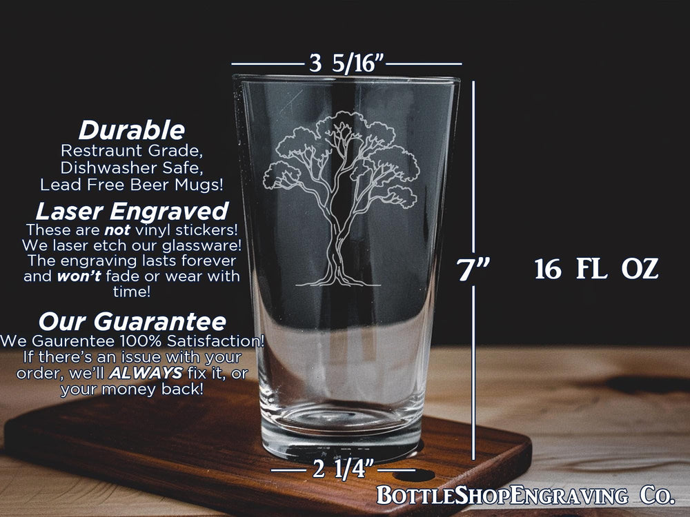 Ghost Gum Tree Pint Glass: Australian Outback Eucalyptus Barware