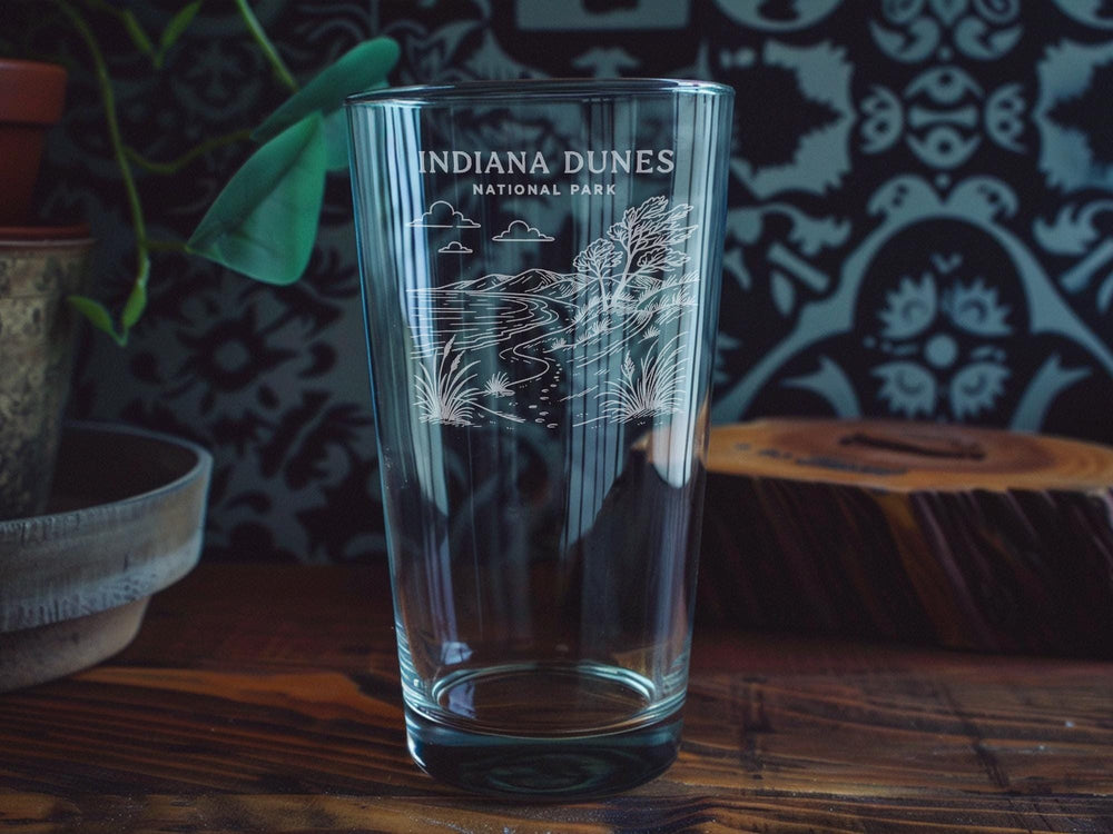 Indiana Dunes National Park Pint Glass: Lake Michigan Landscape