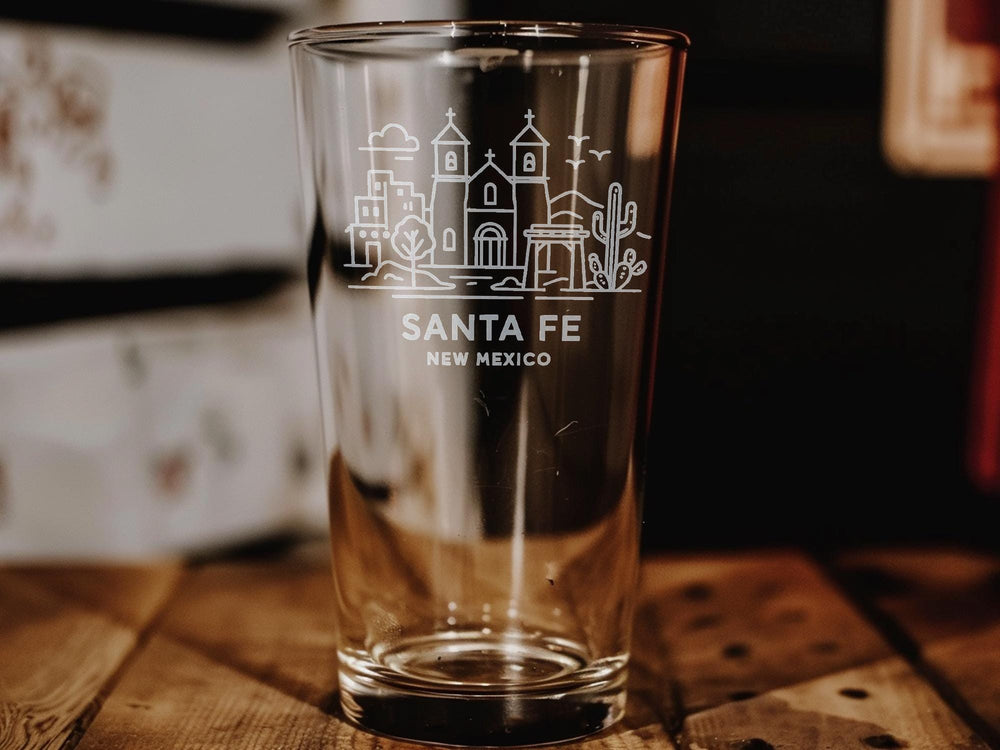 Santa Fe Pint Glass: Southwest Landmark Design