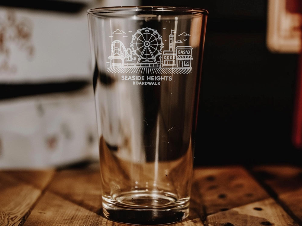 Seaside Heights Pint Glass: New Jersey Shore Scene, Ferris Wheel