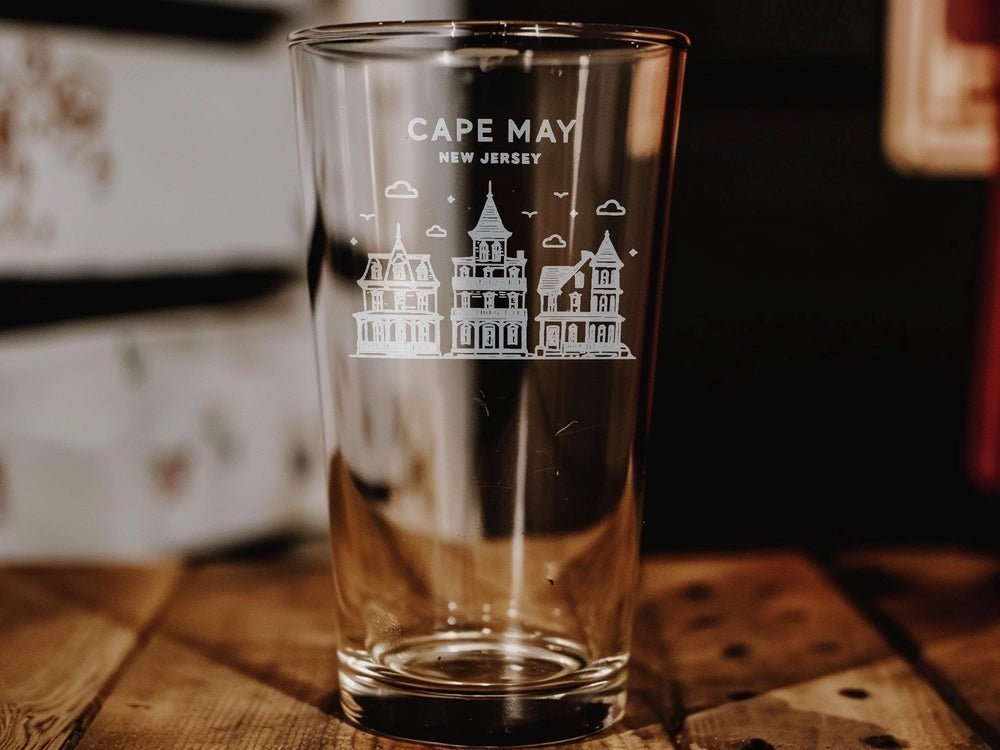 Cape May Lighthouse Pint Glass: Coastal Town Design