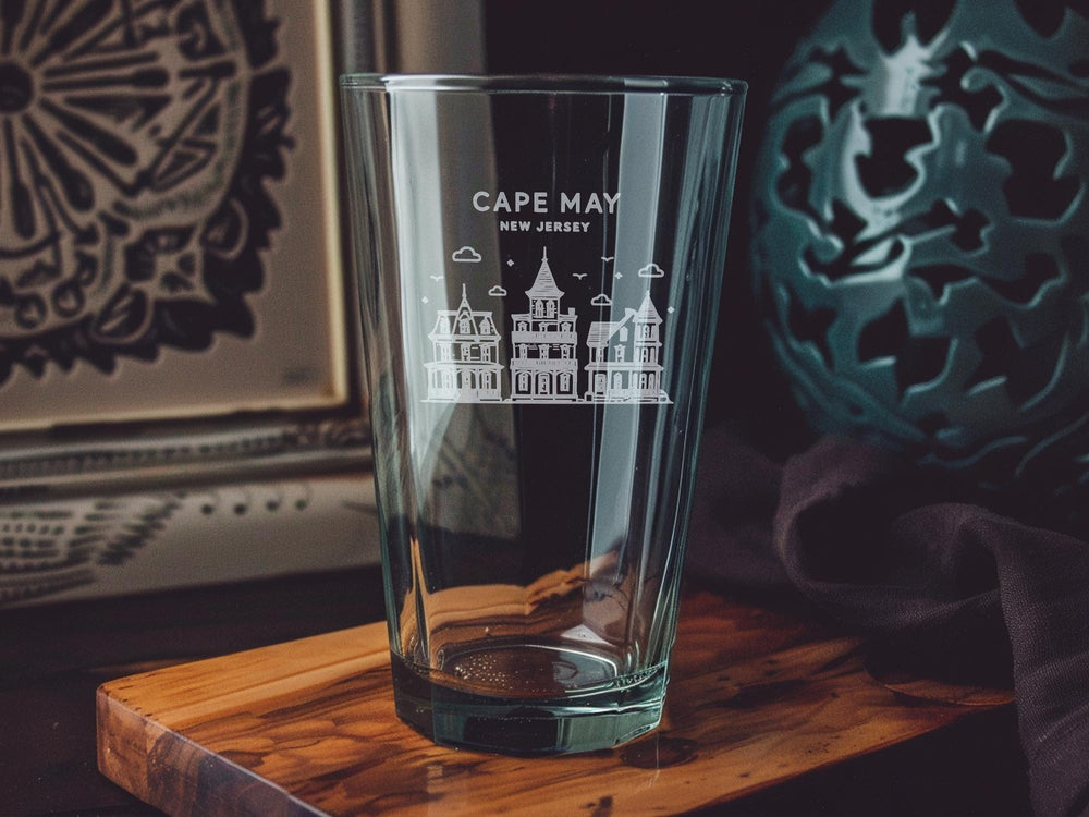 Cape May Lighthouse Pint Glass: Coastal Town Design
