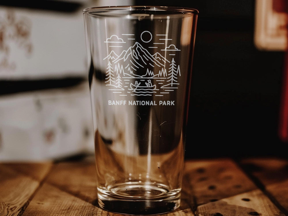 Banff National Park Pint Glass: Engraved Canada Travel Souvenir