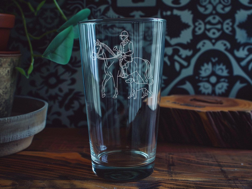Equestrian Horse Pint Glass: Engraved Barware, Horse Lover Gift