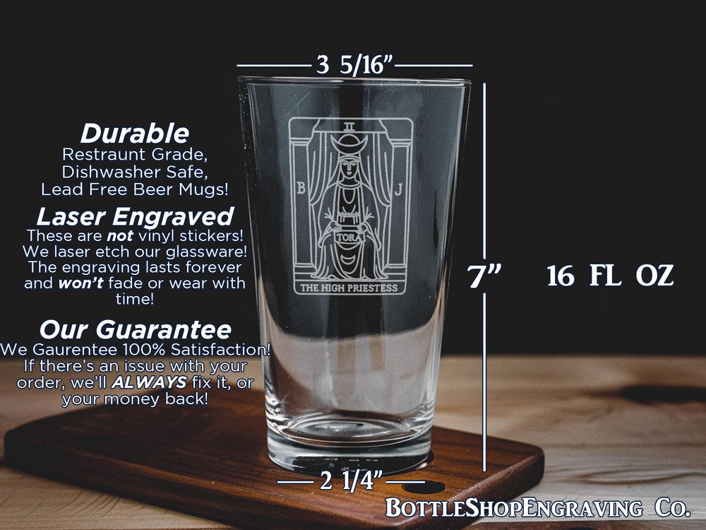 High Priestess Tarot Card Pint Glass: Mystical Occult Design