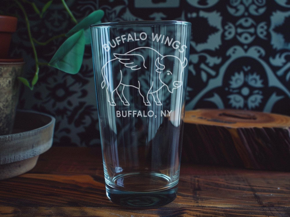 Buffalo Wings Pint Glass - Buffalo NY Souvenir Drinkware Gift