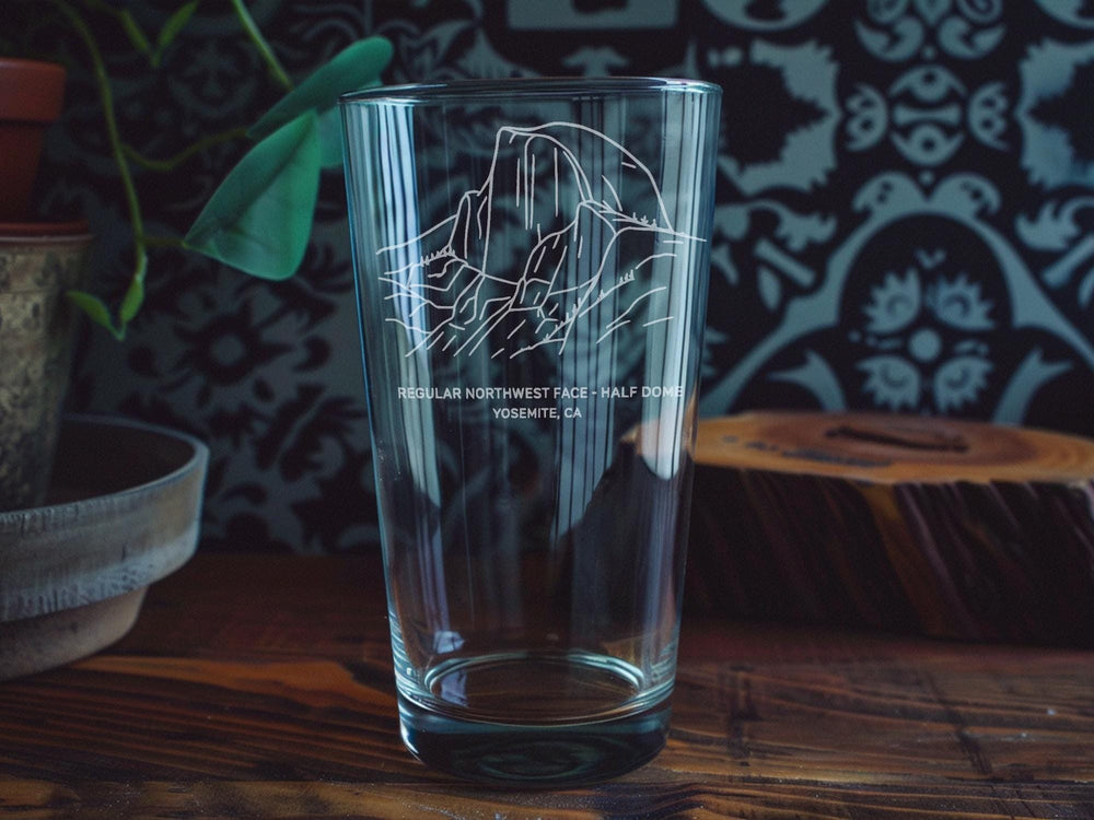 Regular Northwest Face Half Dome Yosemite California Climbing Route Pure Pint Glass – Mountain Adventure Gift