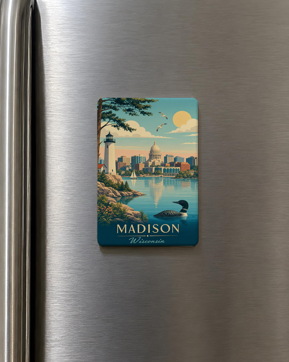 Wisconsin Fridge Magnet, Wisconsin State Souvenir Magnet, Wisconsin Travel Gift, Wisconsin Home Decor Magnet, Wisconsin Keepsake