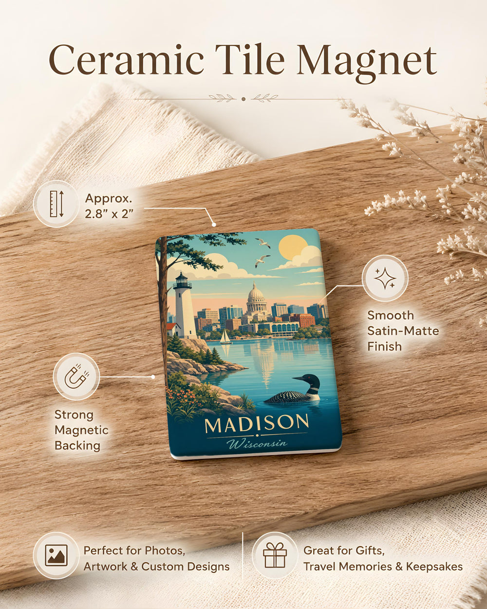Wisconsin Fridge Magnet, Wisconsin State Souvenir Magnet, Wisconsin Travel Gift, Wisconsin Home Decor Magnet, Wisconsin Keepsake