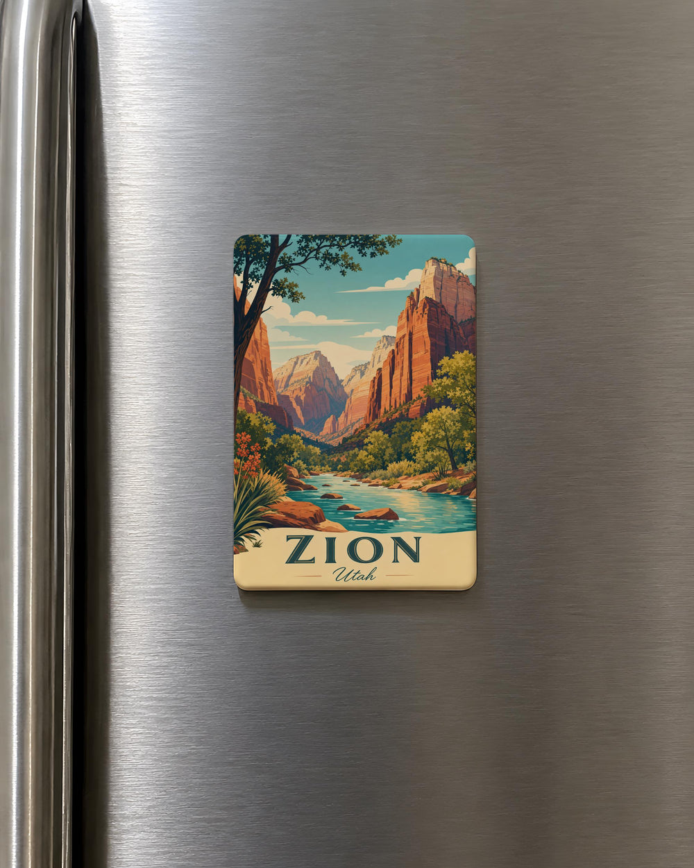 Zion National Park Fridge Magnet, Utah Travel Souvenir, Canyon Landscape Keepsake, National Park Gift for Hikers and Campers