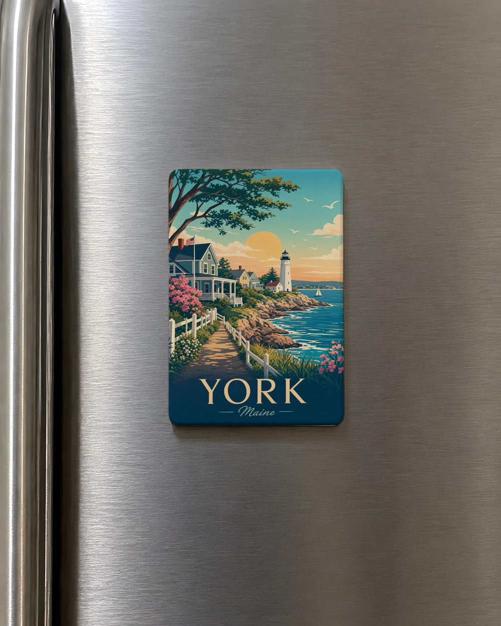 York ME Fridge Magnet, York Maine Souvenir Magnet, Coastal New England Travel Keepsake, Maine Vacation Gift, York Beach Magnet