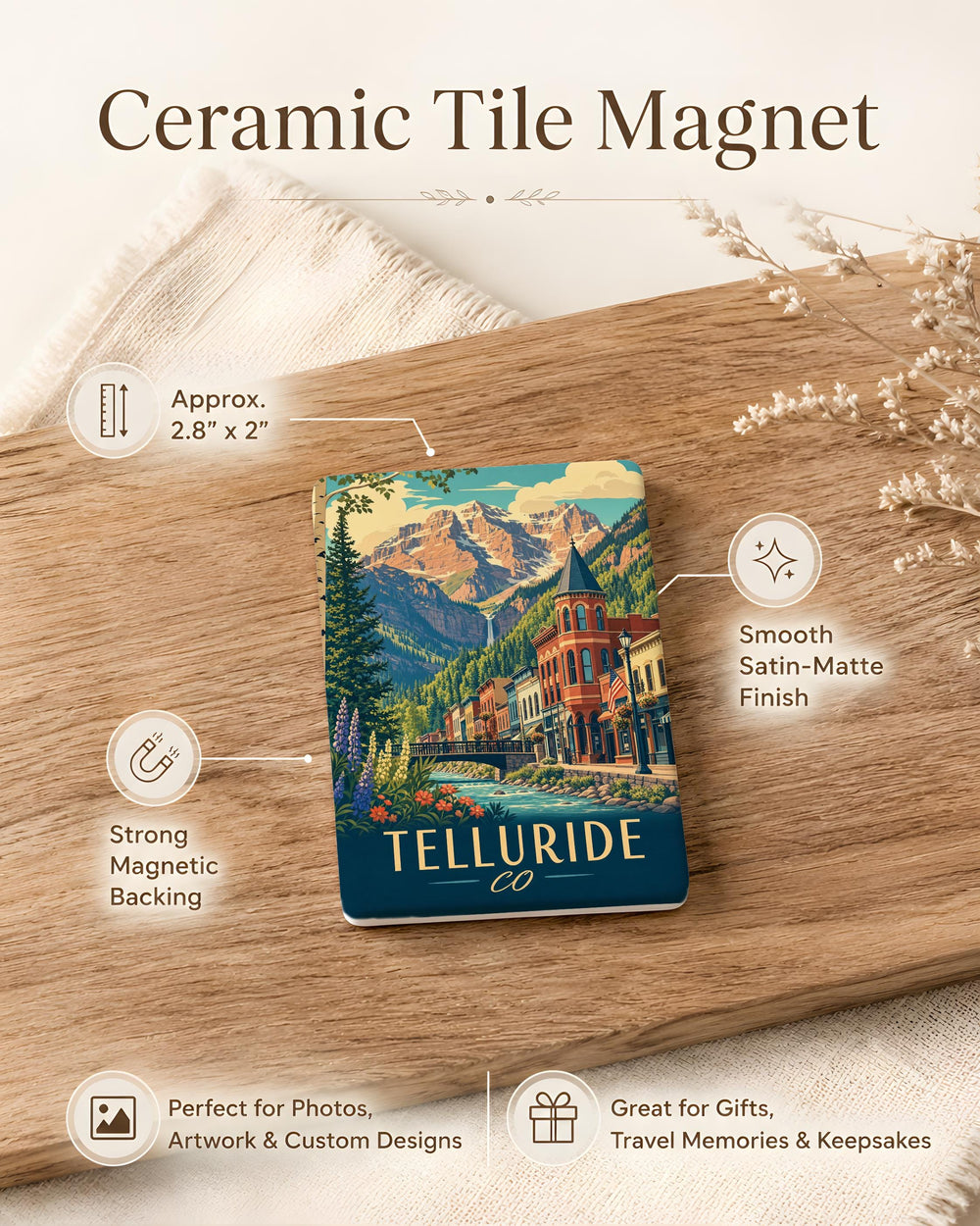 Telluride Colorado Fridge Magnet, Telluride CO Souvenir Magnet, Mountain Town Travel Keepsake, Colorado Vacation Gift