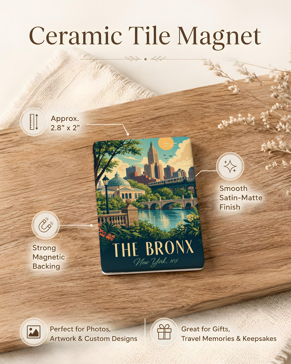 The Bronx NY Fridge Magnet, Bronx New York Souvenir Magnet, NYC Borough Travel Gift, New York City Landmark Keepsake Magnet