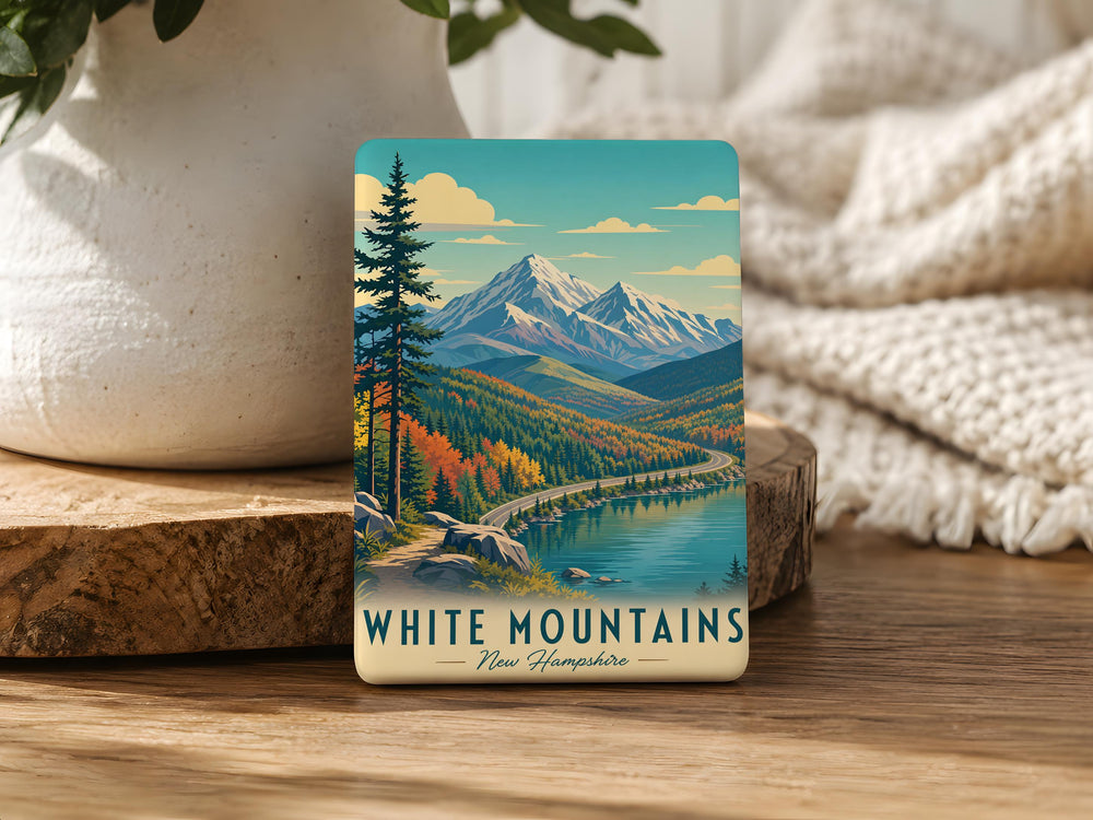 White Mountains Fridge Magnet, White Mountains Landscape Souvenir Magnet, Mountain Range Travel Keepsake Magnet