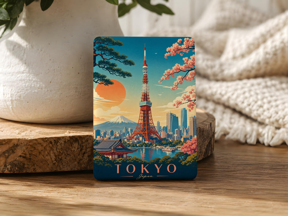 Tokyo Tower Fridge Magnet, Japan Landmark Souvenir Magnet, Tokyo Travel Gift, Japanese City Skyline Magnet, Japan Trip Keepsake