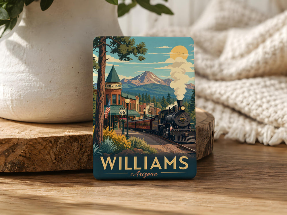 Williams AZ Fridge Magnet, Williams Arizona Souvenir Magnet, Route 66 Travel Keepsake, Grand Canyon Gateway Gift